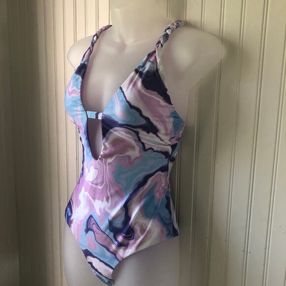 BECCA Retail $138 Blue Lavender Agate Braided Strap One Piece Swimsuit Size M - Picture 4 of 7